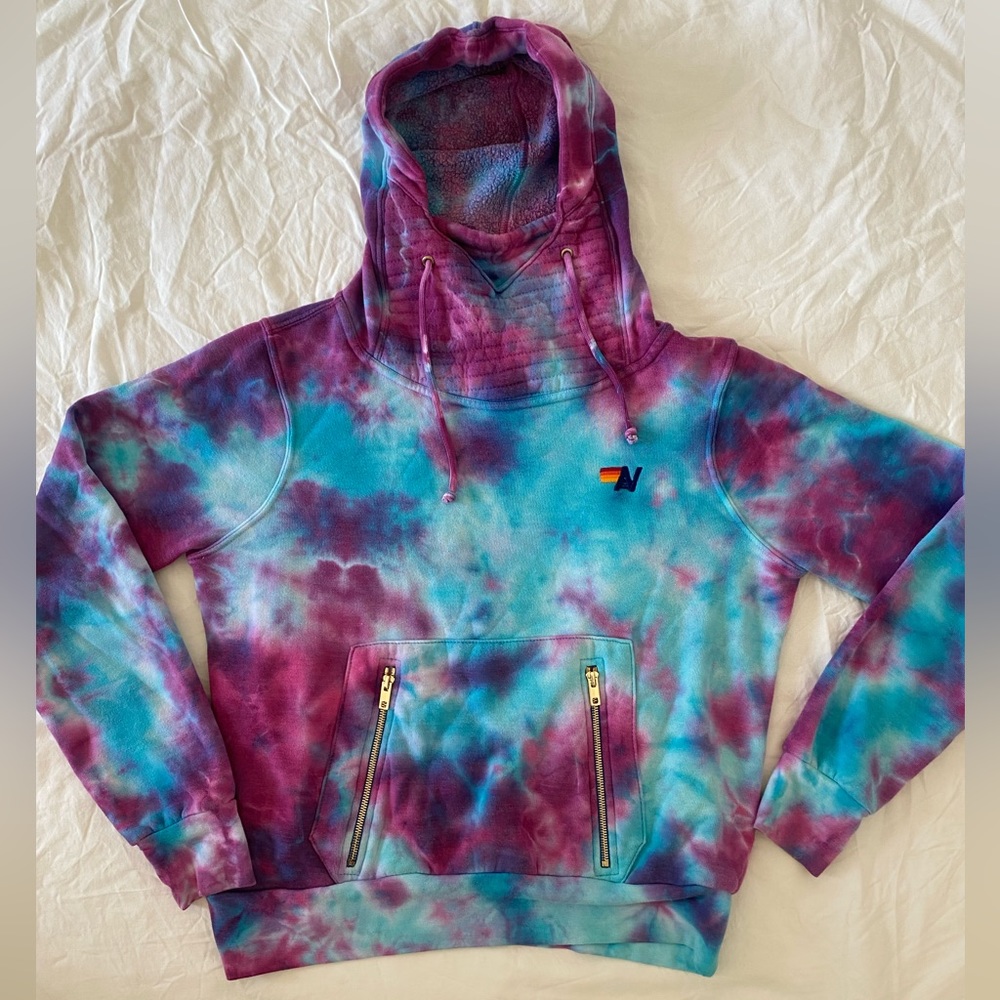 Aviator Nation Ninja Hoodie - blue purple Tie dye size s